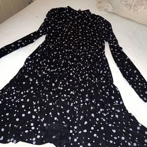 Nasty Gal Mock Neck Polka Dot Long Sleeved Mini Dress